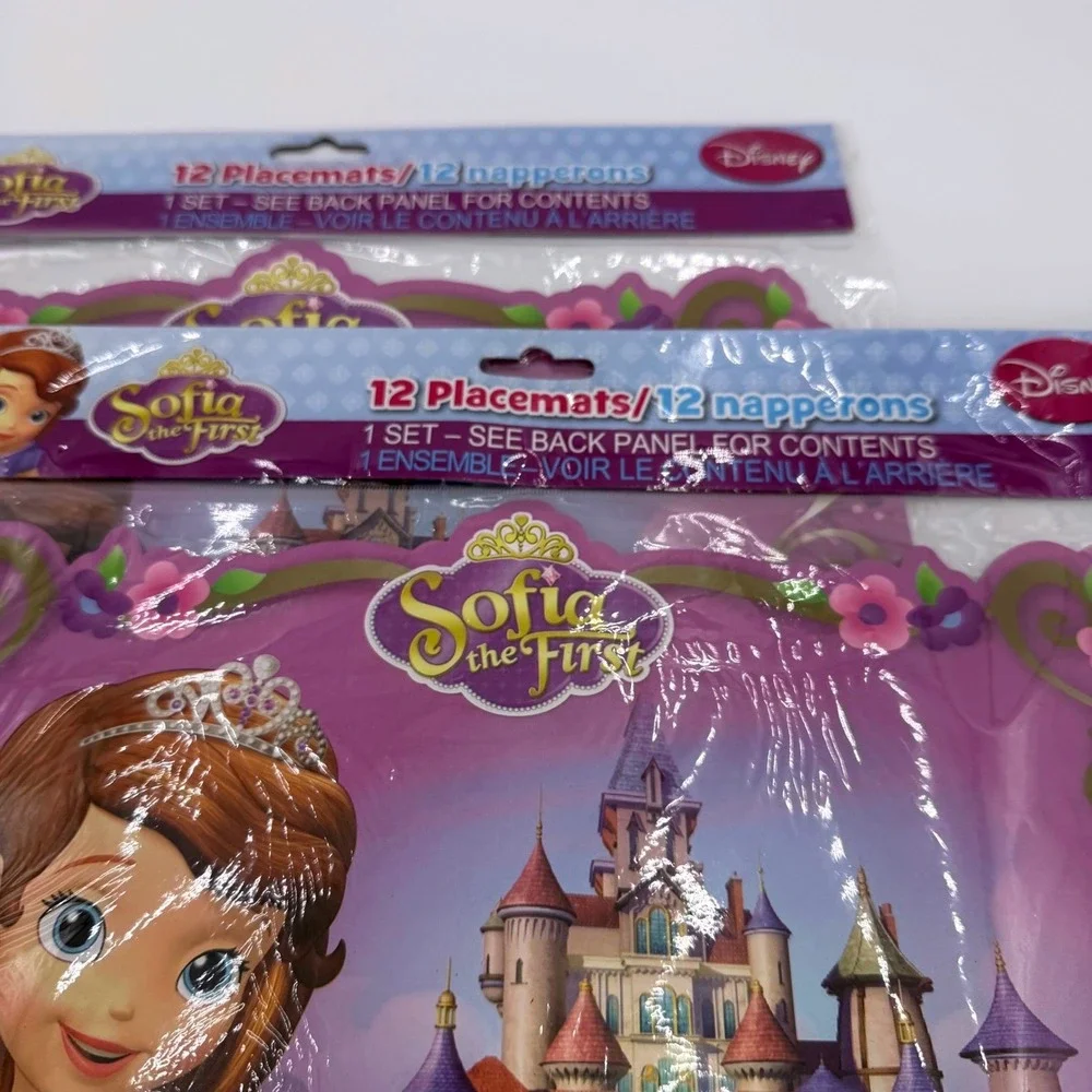 Disney Sofia the First Placemats 24 Total Purple New 2 Packs of 12 Party